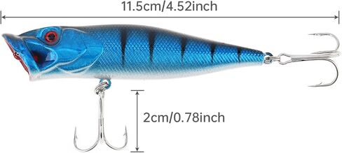 5pcs Floating Topwater Popper Fishing Lure, Popper Lures Fishing Tackle Accessory with Treble Hooks for Pike Bass Salmon (3.54 inch) in Saudi Arabia
