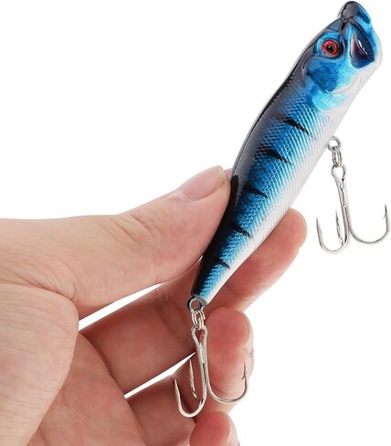 5pcs Floating Topwater Popper Fishing Lure, Popper Lures Fishing Tackle Accessory with Treble Hooks for Pike Bass Salmon (3.54 inch) in Saudi Arabia