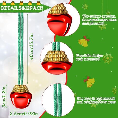 Sumind 100 Pieces Christmas Bell Necklaces Large Bell Necklaces with Connect Ribbons Bulk for Christmas Supplies or Craft Holiday Party Supplies in Saudi Arabia