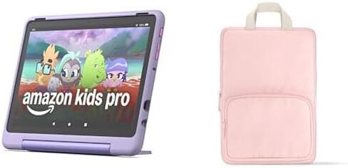 Amazon Fire HD 10 Kids Pro tablet Sleeve Bundle — Bundle includes Amazon Fire HD 10 Kids Pro tablet, 32GB, Happy Day & Pink Carrying Case in Saudi Arabia