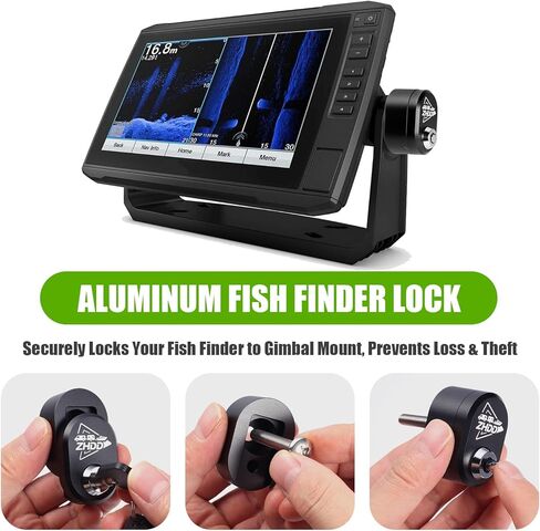 Fish Finder Lock 2 PCS,Aluminum Round Alloy Fishing Graph Marine GPS Gimbal Mount Security Accessories for Garmin,Lowrance and Humminbird Sonar Radar (Black) in Saudi Arabia