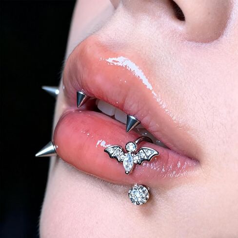 Surgical Steel Lip Ring Bat Shape Perfect Jewelry for Piercing LipRings Studs Cute Cartilage Body Jewelry Piercing for Women 10mm Lip Ring Piercing Jewelry for Women in Saudi Arabia