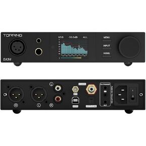 Topping DX5II Fully Balanced DAC Headphone Amp Combo - Dual ES9039Q2M 10 Band PEQ DSD512 Native PCM768kHz 6.35mm SE 4.4mm Balanced 4pin XLR Balanced Output (Black) in Kuwait