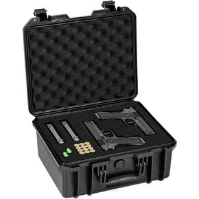 حافظة مسدس SEKKVY للمسدسات، حافظة مسدس صلبة مقاس 13 بوصة/14 بوصة/16 ​​بوصة مع رغوة مقطوعة مسبقًا، حافظة مقاومة للماء IP67 للسفر والصيد العسكري التكتيكي، صندوق تخزين واقٍ لبيريتا وسميث ويسون وغلوك in Kuwait