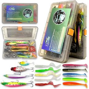Bass Fishing Tackle Box Kit - Complete Starter Set with 90% of Essential Fishing Gear with Hooks, Lures, Storage Case & More - No Filler, Beginner-Friendly Gift for Men, Dad & Kids in Saudi Arabia