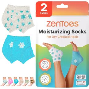 ZenToes Moisturizing Heel Socks 2 Pairs Gel Lined Toeless Spa Socks to Heal and Treat Dry, Cracked Heels While You Sleep (Regular, Black) in Saudi Arabia