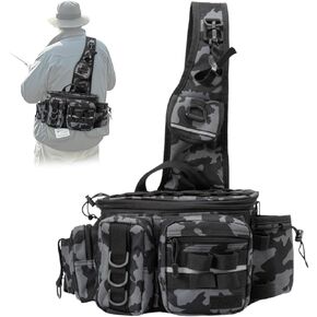 حقيبة ظهر عملية لصيد الأسماك - حقيبة معالجة مقاومة للماء والخدش مع مساحة تخزين متعددة الأجزاء لصيد الأسماك والمشي لمسافات طويلة in Kuwait