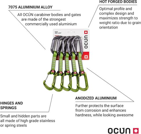 OCUN Hawk Quickdraw Combi & Wire PA 16 Carabiner 5-Packs for Rock and Alpine Climbing in Saudi Arabia