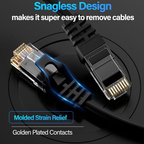 Cat6 Ethernet Cable10Gbps 75 ft, UTP Ethernet Cable Cat 6, Flexible Bare Copper Cat6 Cable, Cat 6 Network Cable for Server, Data Center, Black in Saudi Arabia