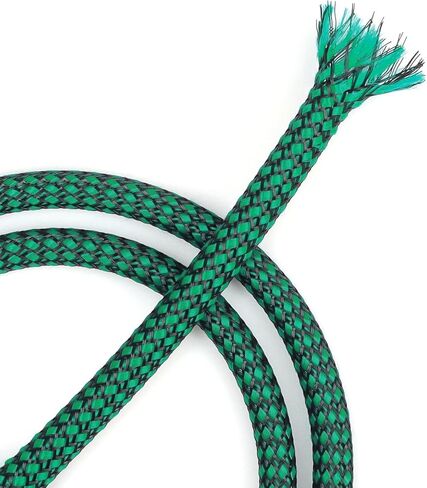 Expandable Braided Cable Sleeve, PP Yarn + PET Braided Expandable Sleeving Cable Management Protection High Density PET Wire Cover Sheath for Cables (Green Black, 4mm-19ft) in Kuwait