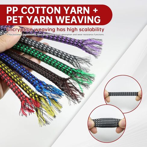 Expandable Braided Cable Sleeve, PP Yarn + PET Braided Expandable Sleeving Cable Management Protection High Density PET Wire Cover Sheath for Cables (Green Black, 4mm-19ft) in Kuwait