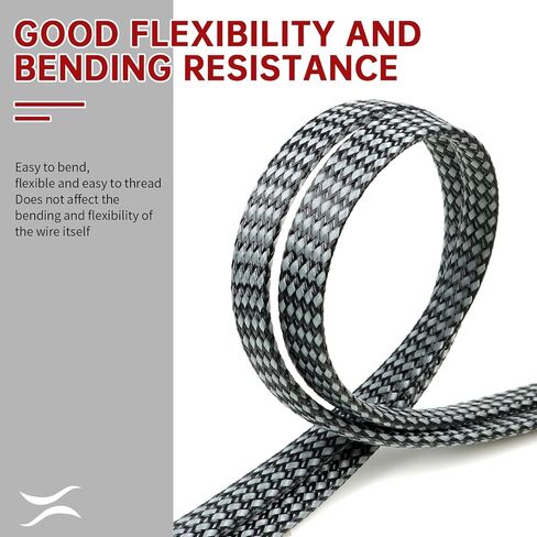 Expandable Braided Cable Sleeve, PP Yarn + PET Braided Expandable Sleeving Cable Management Protection High Density PET Wire Cover Sheath for Cables (Green Black, 4mm-19ft) in Kuwait