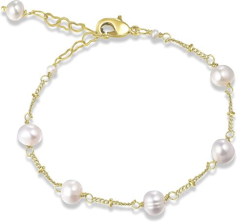 Cowlyn Pearl Bracelet Baroque Cultured Handmade Wind Bossimi 18K Gold Work Around Silk Adjustable Charm Fashion Valentine Delicate Vintage Jewelry for Women Girl Mom in Saudi Arabia