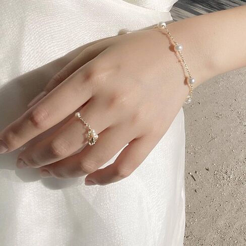 Cowlyn Pearl Bracelet Baroque Cultured Handmade Wind Bossimi 18K Gold Work Around Silk Adjustable Charm Fashion Valentine Delicate Vintage Jewelry for Women Girl Mom in Saudi Arabia