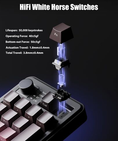 Gasket Mechanical Numpad Wireless 2.4G / Bluetooth 5.0 / Wired USB-C Programmable Macro Keypad RGB Backlit Hot Swappable Number Pad Numeric Keyboard Volume Knob PBT Keycaps, BlackBerry Pink in Saudi Arabia