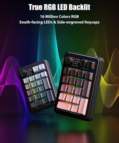 Gasket Mechanical Numpad Wireless 2.4G / Bluetooth 5.0 / Wired USB-C Programmable Macro Keypad RGB Backlit Hot Swappable Number Pad Numeric Keyboard Volume Knob PBT Keycaps, BlackBerry Pink in Saudi Arabia