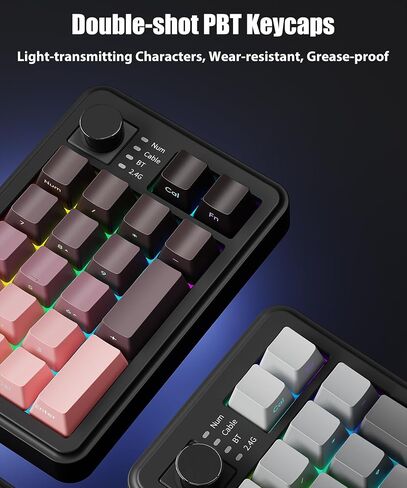 Gasket Mechanical Numpad Wireless 2.4G / Bluetooth 5.0 / Wired USB-C Programmable Macro Keypad RGB Backlit Hot Swappable Number Pad Numeric Keyboard Volume Knob PBT Keycaps, BlackBerry Pink in Saudi Arabia