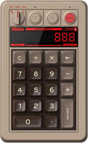 AKNES 8Bitdo Retro 18 Mechanical 2-in-1 PC Numpad and Calculator, Bluetooth/2.4G/Wired for Windows and Android - C64 Edition in Saudi Arabia