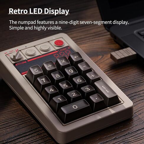 AKNES 8Bitdo Retro 18 Mechanical 2-in-1 PC Numpad and Calculator, Bluetooth/2.4G/Wired for Windows and Android - C64 Edition in Saudi Arabia