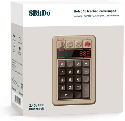 AKNES 8Bitdo Retro 18 Mechanical 2-in-1 PC Numpad and Calculator, Bluetooth/2.4G/Wired for Windows and Android - C64 Edition in Saudi Arabia