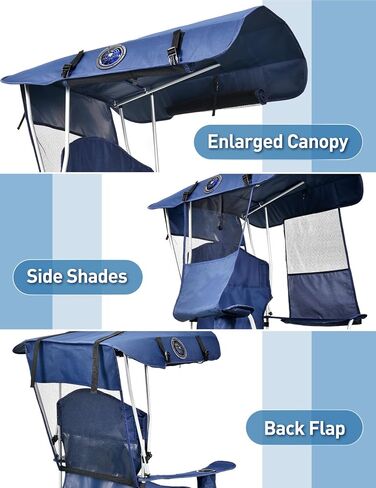 Beach Chair with Canopy Shade, Folding Camping Chair with Canopy with Cup Holder, Side Pocket for Camp, Beach, Tailgates, Fishing - Support 330 LBS in Saudi Arabia
