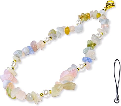 Phone Charm, Handmade Beaded Wrist Strap Chain Lanyard with Natural Crystal for Camera Keychain Wallet Pendant Decor in Kuwait