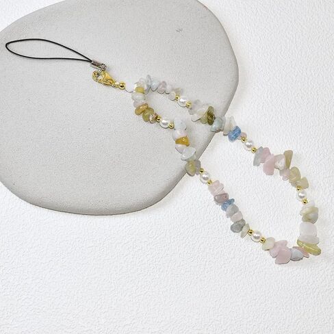 Phone Charm, Handmade Beaded Wrist Strap Chain Lanyard with Natural Crystal for Camera Keychain Wallet Pendant Decor in Kuwait