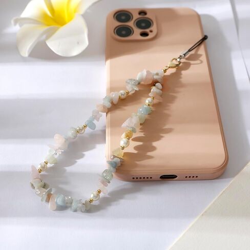 Phone Charm, Handmade Beaded Wrist Strap Chain Lanyard with Natural Crystal for Camera Keychain Wallet Pendant Decor in Kuwait