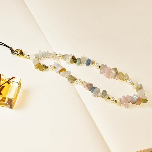 Phone Charm, Handmade Beaded Wrist Strap Chain Lanyard with Natural Crystal for Camera Keychain Wallet Pendant Decor in Kuwait