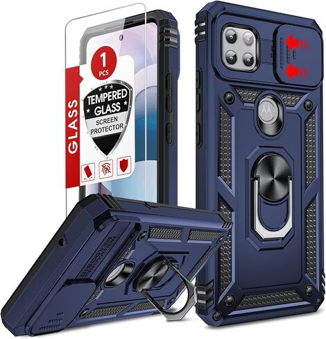 LeYi for Motorola One-5G Ace Case: Motorola One 5G UW Ace Case with Slide Camera Cover and Screen Protector, Shockproof Unlocked Phone Cover with Magnetic Ring Stand Funda para Moto One 5 G Ace, Black in Saudi Arabia