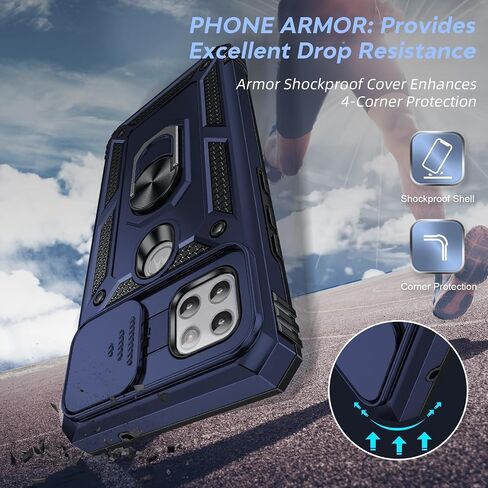 LeYi for Motorola One-5G Ace Case: Motorola One 5G UW Ace Case with Slide Camera Cover and Screen Protector, Shockproof Unlocked Phone Cover with Magnetic Ring Stand Funda para Moto One 5 G Ace, Black in Saudi Arabia