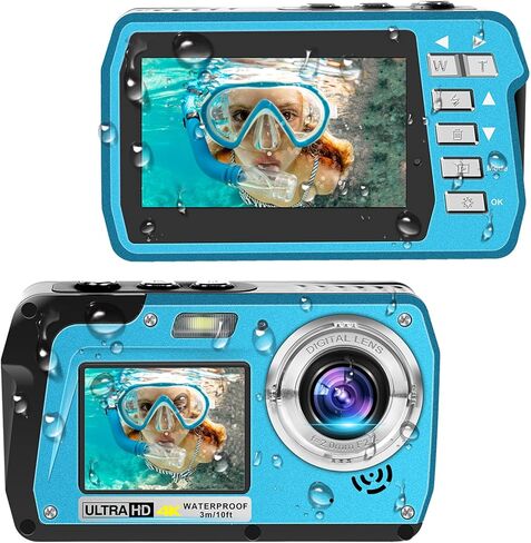 كاميرا مقاومة للماء كاميرات تحت الماء بدقة 56 ميجابكسل عالية الدقة 4K30FPS ومسجل فيديو وشاشات مزدوجة لصور السيلفي in Kuwait