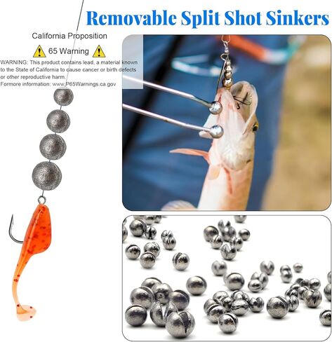 Split Shot Fishing Weights Sinkers, 230PCS/205PCS Split Shot Sinkers for Fishing Line, Round Removable Splitshot Fishing Weights for Fishing Assortment Sinker in Kuwait