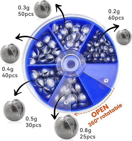Split Shot Fishing Weights Sinkers, 230PCS/205PCS Split Shot Sinkers for Fishing Line, Round Removable Splitshot Fishing Weights for Fishing Assortment Sinker in Kuwait