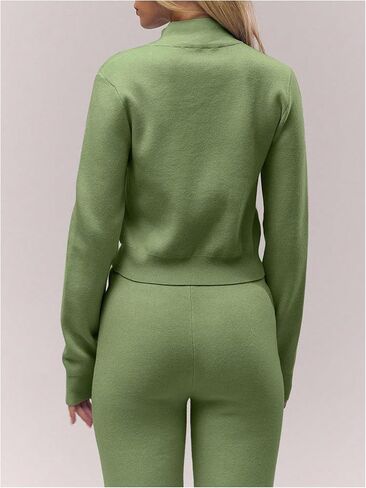 SOLY HUX Women's Zip Up Cardigan Sweater High Neck Long Sleeve Knit Crop Tops Fall Clothes in Saudi Arabia