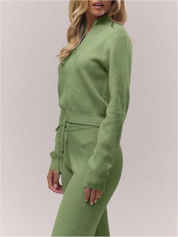 SOLY HUX Women's Zip Up Cardigan Sweater High Neck Long Sleeve Knit Crop Tops Fall Clothes in Saudi Arabia