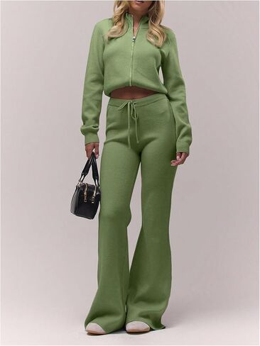 SOLY HUX Women's Zip Up Cardigan Sweater High Neck Long Sleeve Knit Crop Tops Fall Clothes in Saudi Arabia