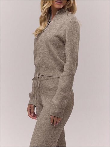 SOLY HUX Women's Zip Up Cardigan Sweater High Neck Long Sleeve Knit Crop Tops Fall Clothes in Saudi Arabia