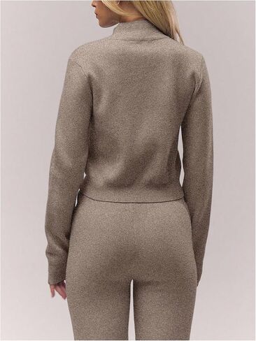 SOLY HUX Women's Zip Up Cardigan Sweater High Neck Long Sleeve Knit Crop Tops Fall Clothes in Saudi Arabia