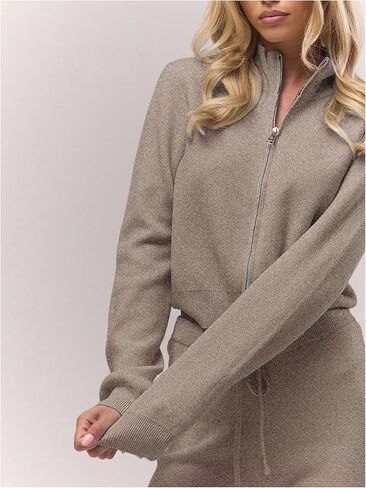 SOLY HUX Women's Zip Up Cardigan Sweater High Neck Long Sleeve Knit Crop Tops Fall Clothes in Saudi Arabia