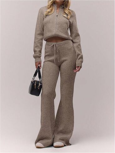 SOLY HUX Women's Zip Up Cardigan Sweater High Neck Long Sleeve Knit Crop Tops Fall Clothes in Saudi Arabia