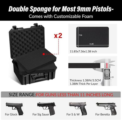 SEKKVY Gun Case for Handguns, Pistol Case Hard Shell in Kuwait