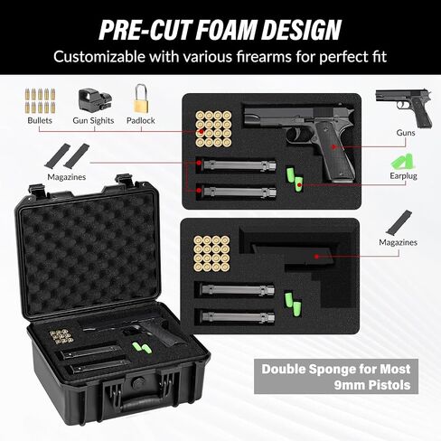 SEKKVY Gun Case for Handguns, Pistol Case Hard Shell in Kuwait