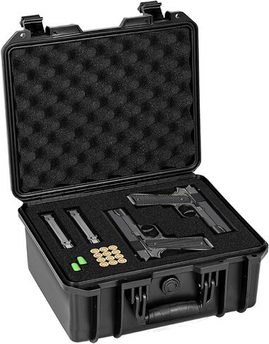 حافظة مسدس SEKKVY للمسدسات، حافظة مسدس صلبة مقاس 13 بوصة/14 بوصة/16 ​​بوصة مع رغوة مقطوعة مسبقًا، حافظة مقاومة للماء IP67 للسفر والصيد العسكري التكتيكي، صندوق تخزين واقٍ لبيريتا وسميث ويسون وغلوك in Kuwait