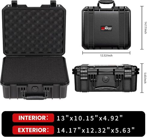 حافظة مسدس SEKKVY للمسدسات، حافظة مسدس صلبة مقاس 13 بوصة/14 بوصة/16 ​​بوصة مع رغوة مقطوعة مسبقًا، حافظة مقاومة للماء IP67 للسفر والصيد العسكري التكتيكي، صندوق تخزين واقٍ لبيريتا وسميث ويسون وغلوك in Kuwait