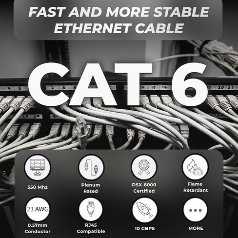 كابلات ATS | كابل CAT6 بلينوم (CMP) 1000 قدم | نجح اختبار محلل الشبكة DSX-8000 | 23AWG UTP 4Pair، كابلات إيثرنت صلبة بسرعة 550 ميجاهرتز، 10 جيجابت، متوفرة بـ 9 ألوان (أزرق، 1000 قدم) in Kuwait