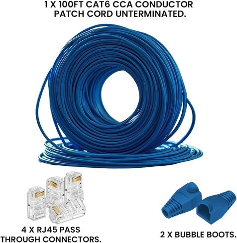 كابلات ATS | كابل CAT6 بلينوم (CMP) 1000 قدم | نجح اختبار محلل الشبكة DSX-8000 | 23AWG UTP 4Pair، كابلات إيثرنت صلبة بسرعة 550 ميجاهرتز، 10 جيجابت، متوفرة بـ 9 ألوان (أزرق، 1000 قدم) in Kuwait