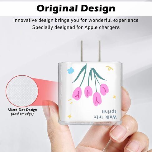 واقي كابل لطيف لهاتف iPhone 18W/20W شاحن محول مع تصميم Kawaii Bunny Tulips، جراب كابل كابل نقل بيانات ناعم من مادة TPU الشفافة لهاتف iPhone 11 12 13 14 15 Pro Max in Kuwait