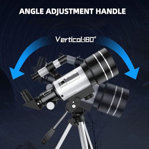 Telescope for Beginners and Kids, 70mm Aperture 400mm Refractor Telescope (24X-150X) for Astronomy Beginners, Portable with Adjustable Tripod & Wireless Remote in Saudi Arabia