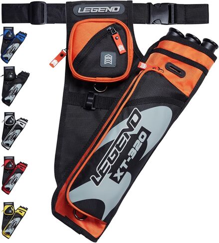 LEGEND XT320 Archery Quivers - Nylon Hip Quivers with 3 Arrow Tube Cases for Target Shooting - Adjustable Waist Belt, T-Slot, Storage Compartments for Accessories, Gear, Tools, Release Tab, Score Card in Kuwait